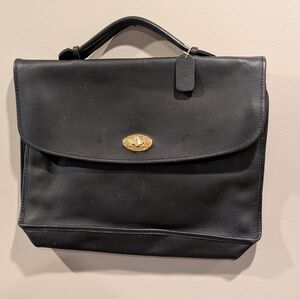 Vintage Leather Messenger Bag Black